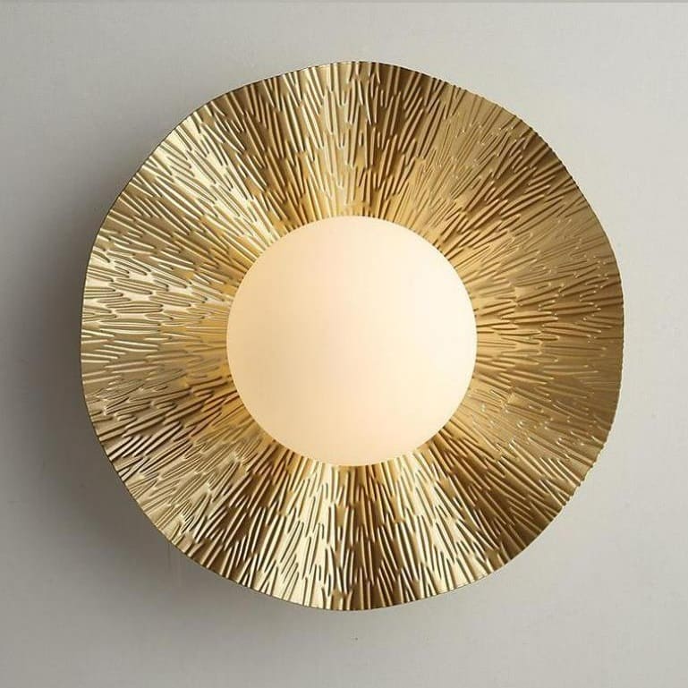 Applique murale - Cuivre martelé et boule de verre dépoli - Image 4