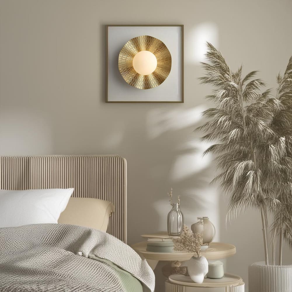 Applique murale - Cuivre martelé et boule de verre dépoli - Image 5