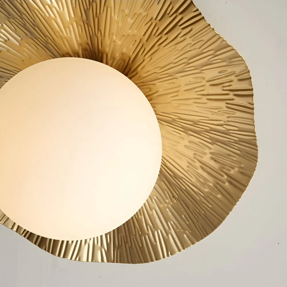 Applique murale - Cuivre martelé et boule de verre dépoli - Image 6