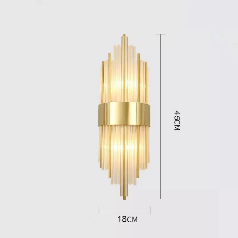 Applique murale de luxe en tube de cristal et métal doré ou noir - Image 4