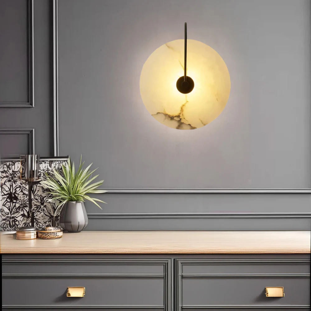 Applique murale en marbre blanc naturel et métal noir ou doré - Image 10