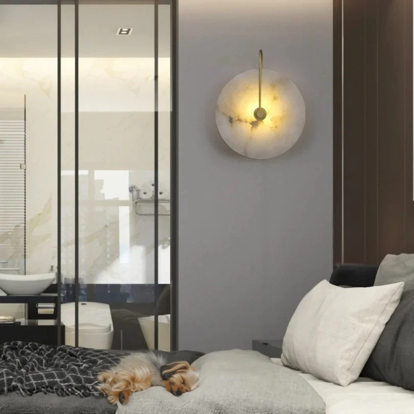 Applique murale en marbre blanc naturel et métal noir ou doré - Image 6