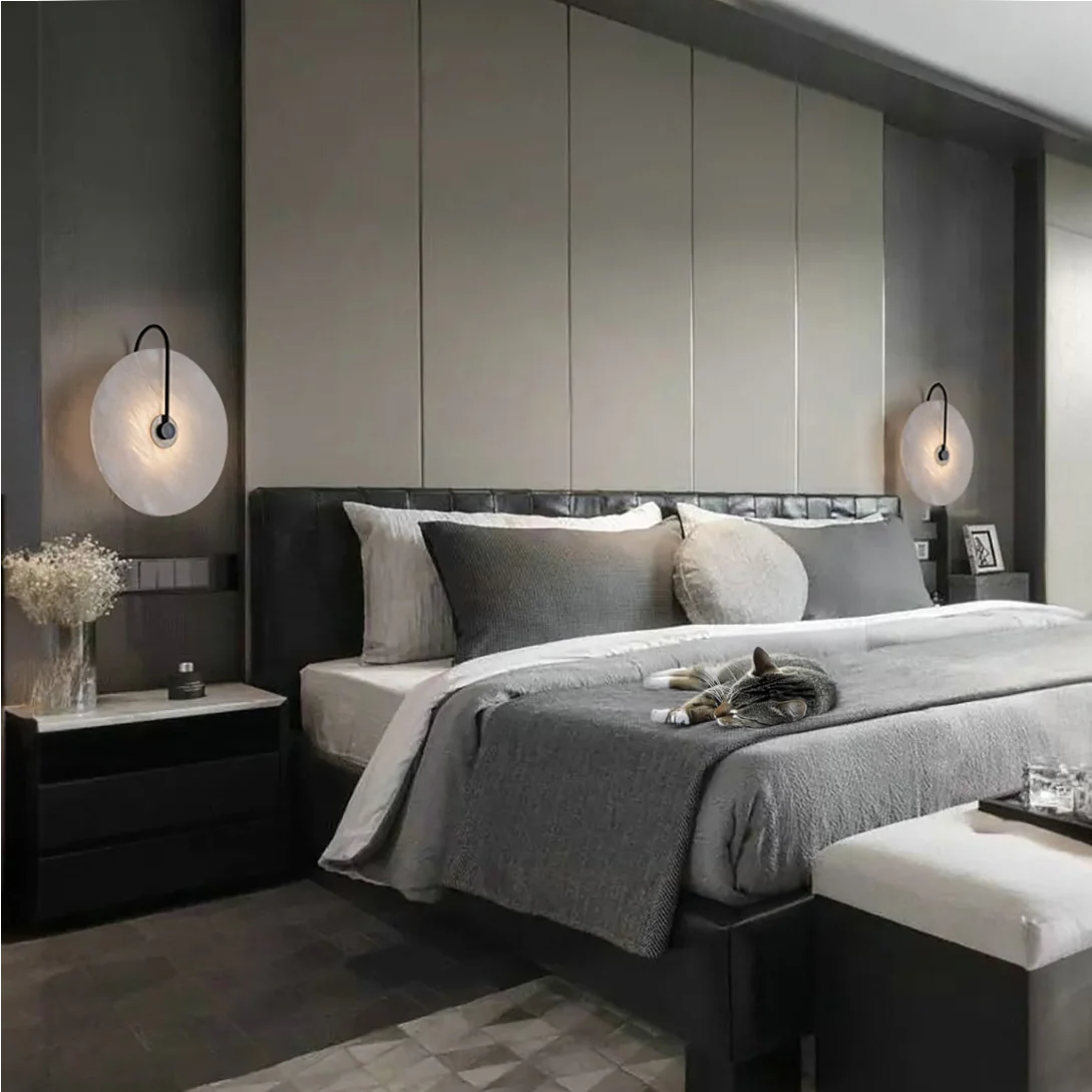 Applique murale en marbre blanc naturel et métal noir ou doré - Image 8