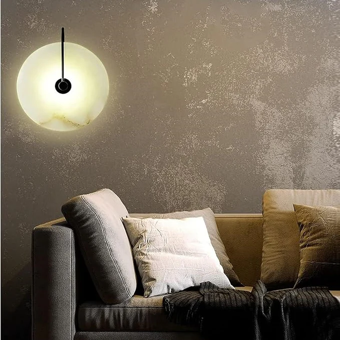 Applique murale en marbre blanc naturel et métal noir ou doré - Image 9