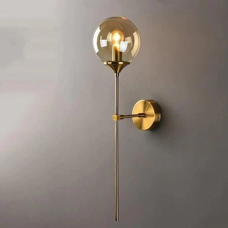 Applique murale métallique dorée avec boule en verre, gris fumé ou transparent - Image 3