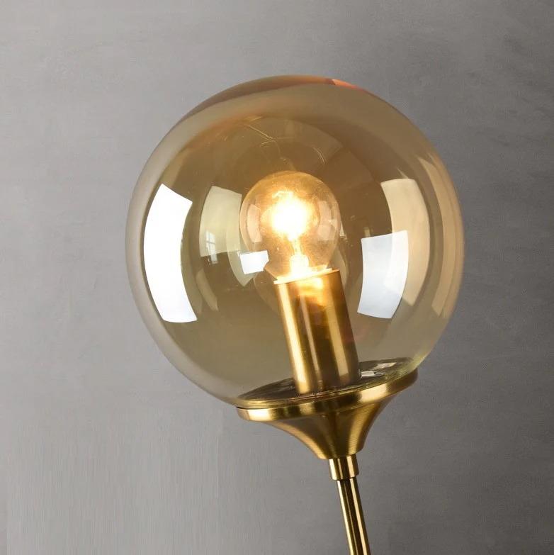 Applique murale métallique dorée avec boule en verre, gris fumé ou transparent - Image 7