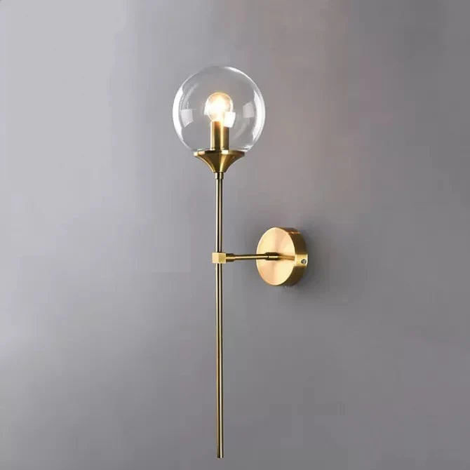 Applique murale métallique dorée avec boule en verre, gris fumé ou transparent - Image 8