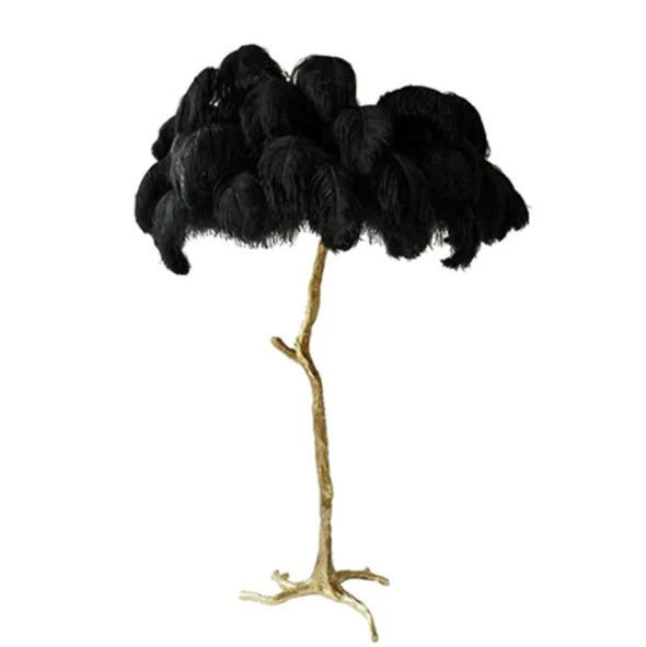 Lampadaire doré en plumes d’autruche - Image 12