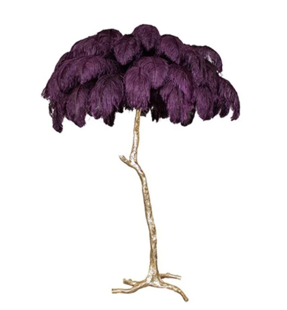 Lampadaire doré en plumes d’autruche - Image 14