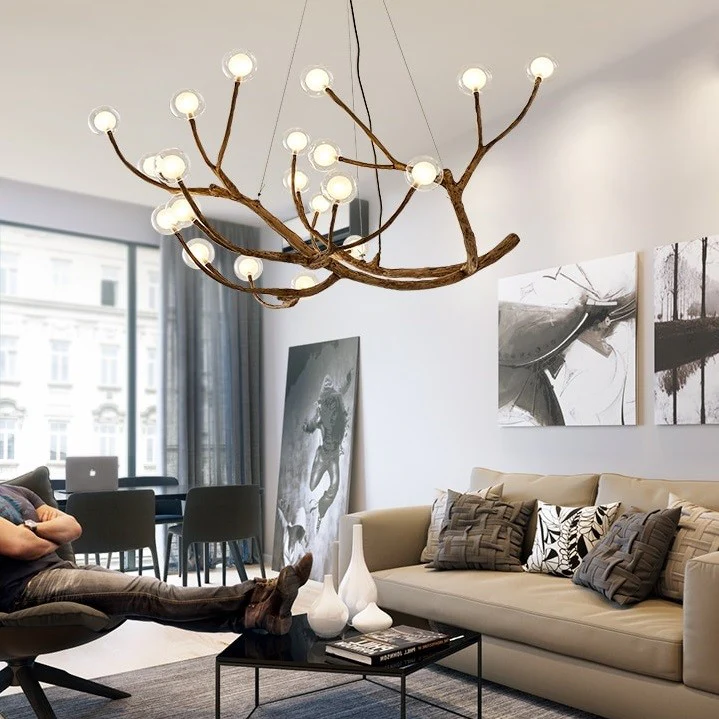 Lustre branche d’arbre orné de boules de verre - Image 4