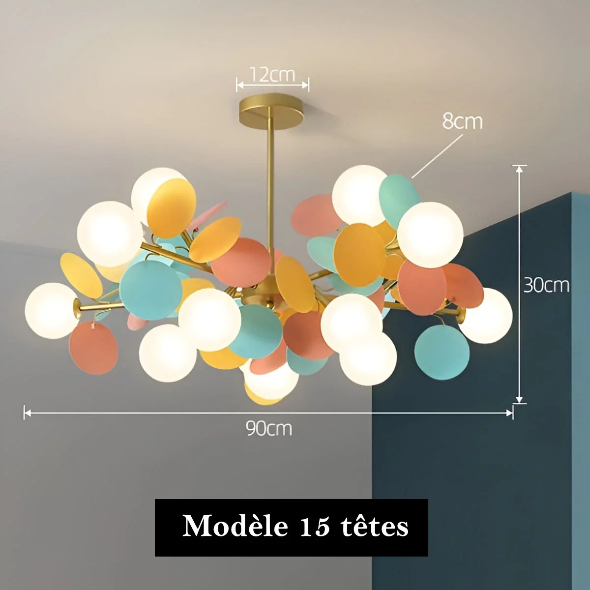Lustre Artistique en cuivre doré - Design fleuri - Image 10