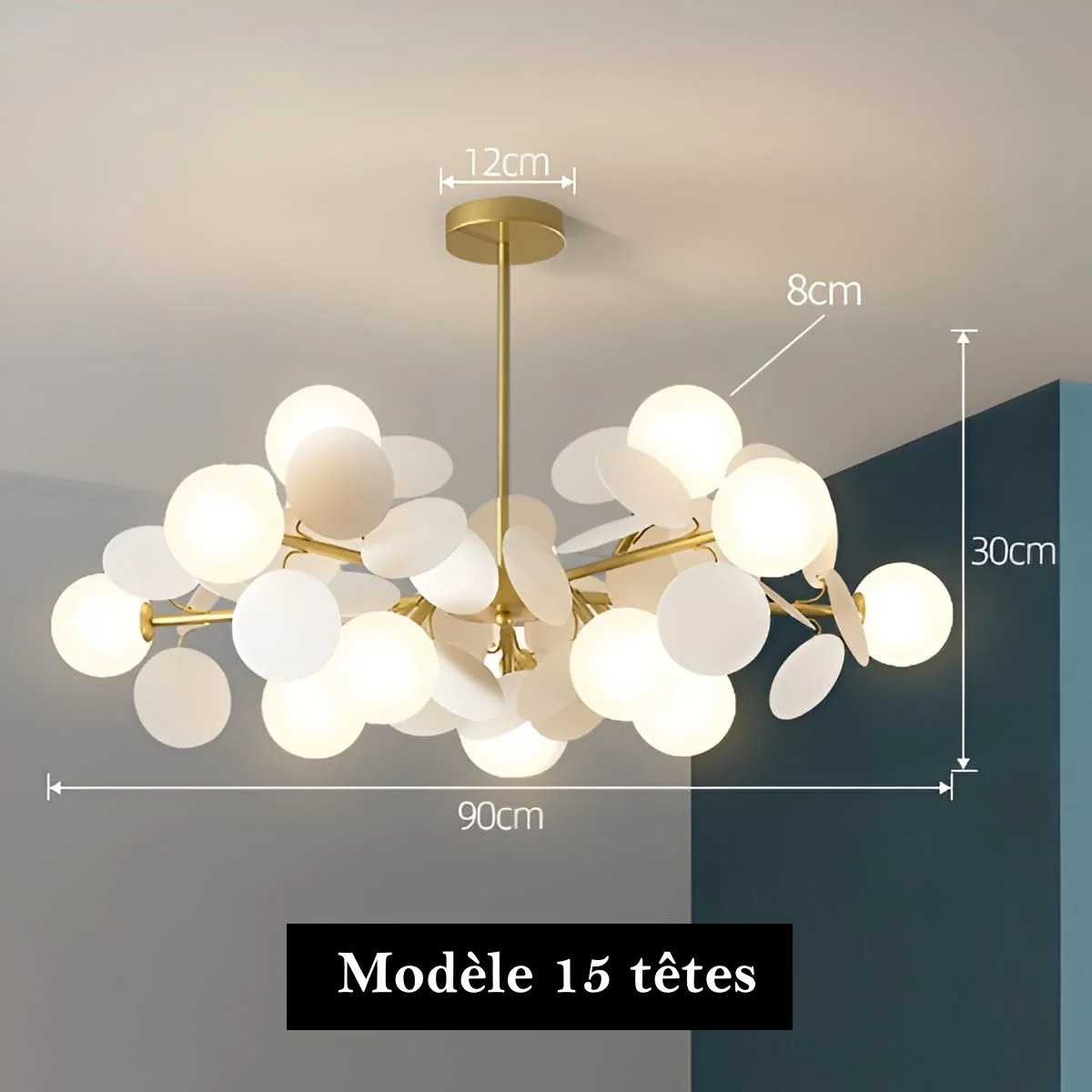 Lustre Artistique en cuivre doré - Design fleuri - Image 11