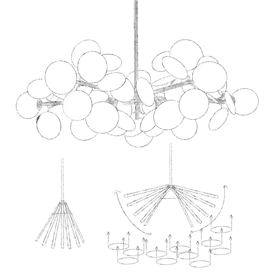 Lustre Artistique en cuivre doré - Design fleuri - Image 13