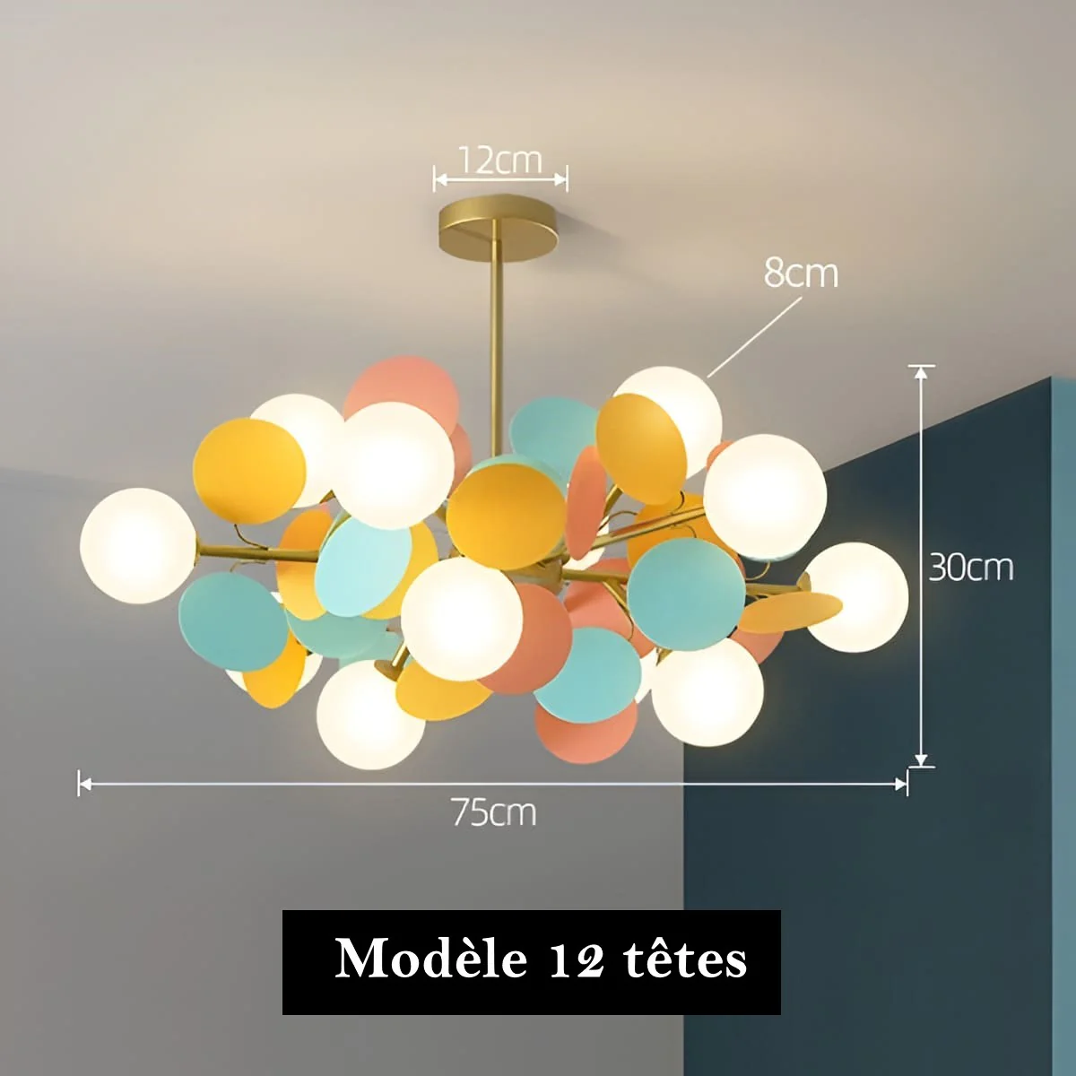 Lustre Artistique en cuivre doré - Design fleuri - Image 8