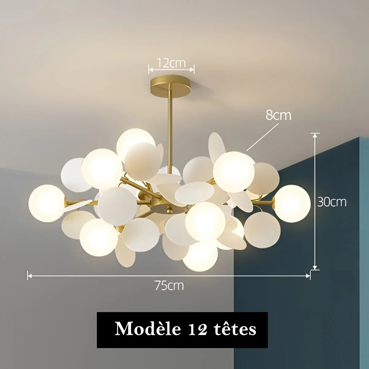 Lustre Artistique en cuivre doré - Design fleuri - Image 9
