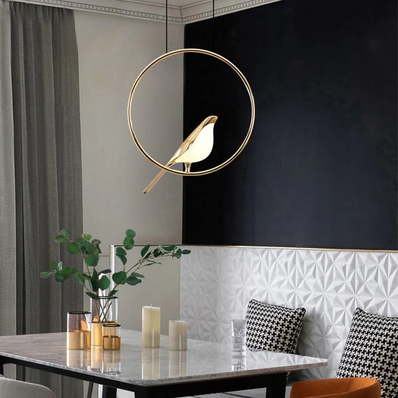 Lustre LED design oiseaux dorés - Image 11