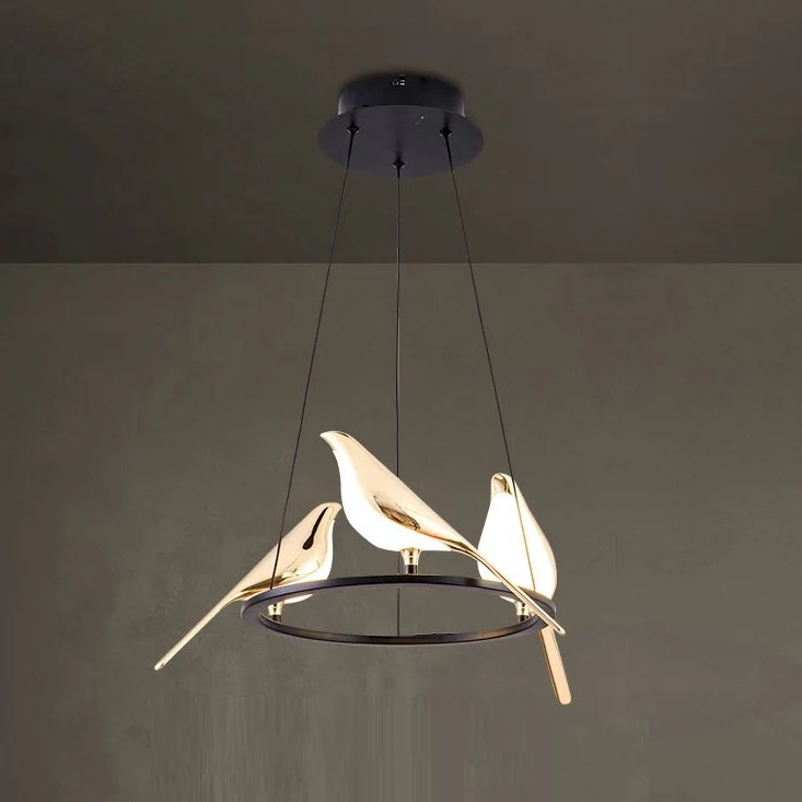 Lustre LED design oiseaux dorés - Image 4