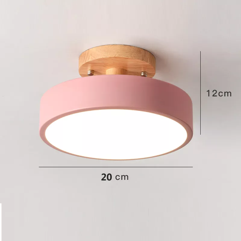 Plafonnier à LED rond en bois au design vintage et nordique - Image 12