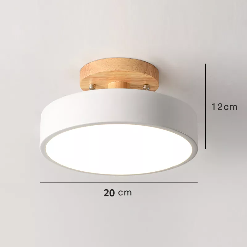 Plafonnier à LED rond en bois au design vintage et nordique - Image 13