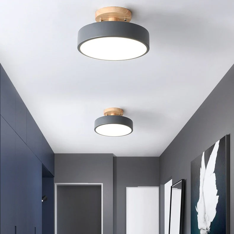 Plafonnier à LED rond en bois au design vintage et nordique - Image 3