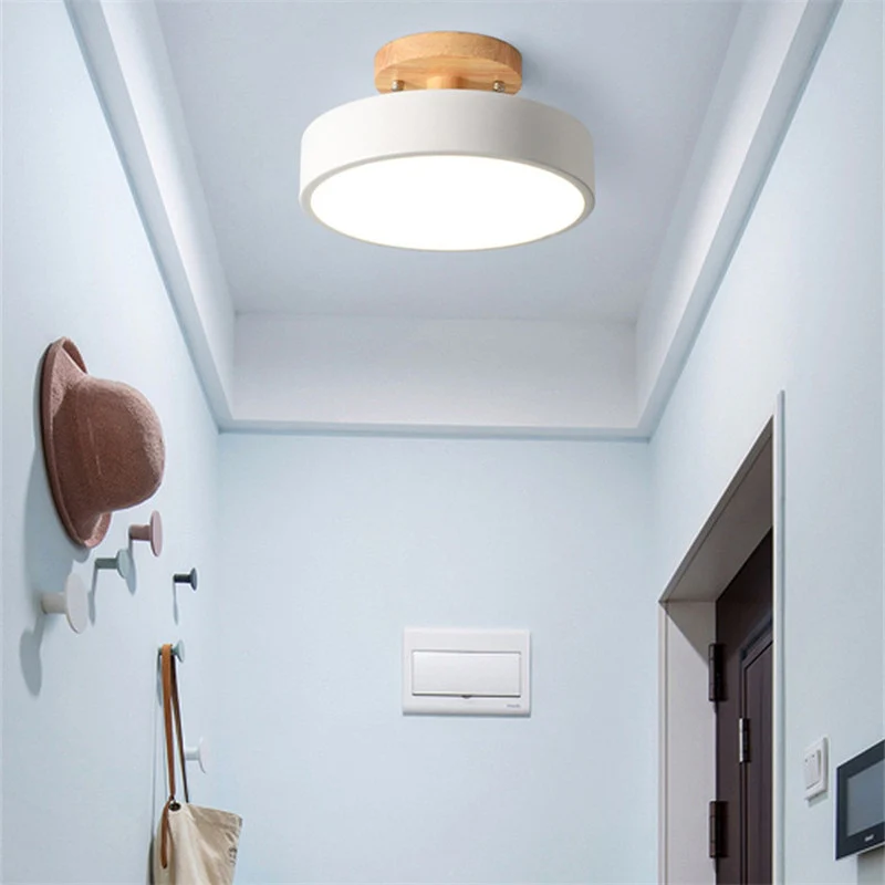 Plafonnier à LED rond en bois au design vintage et nordique - Image 8