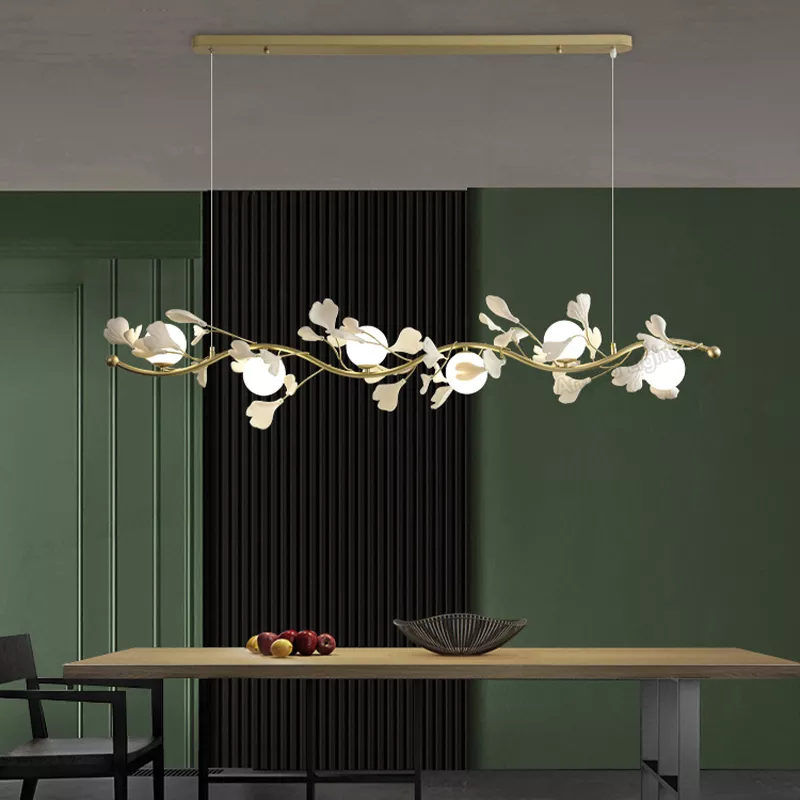 Suspension élégante en forme de pétale de feuille blanche et métal doré - Image 3