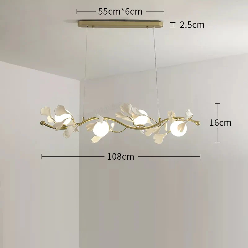 Suspension élégante en forme de pétale de feuille blanche et métal doré - Image 5