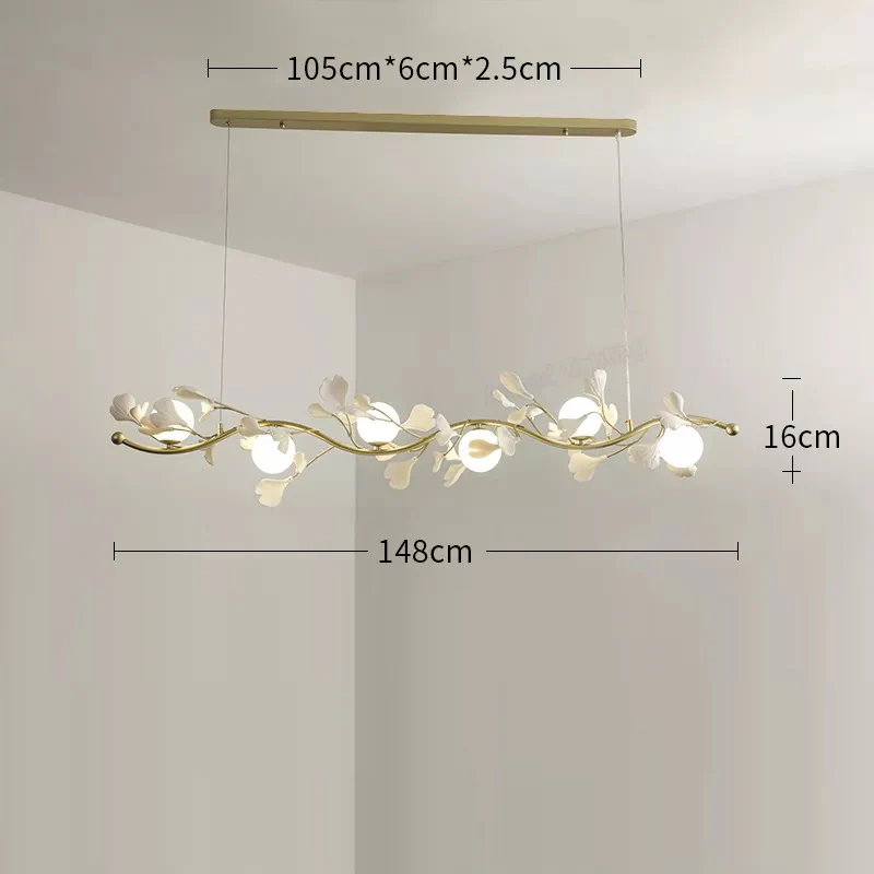 Suspension élégante en forme de pétale de feuille blanche et métal doré - Image 6