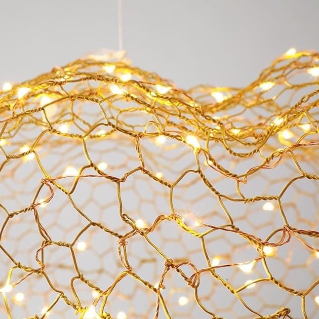 Lustre en forme de nuage, en maille métallique or ou argent - Image 10