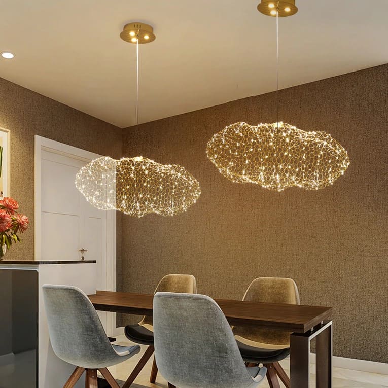 Lustre en forme de nuage, en maille métallique or ou argent - Image 3