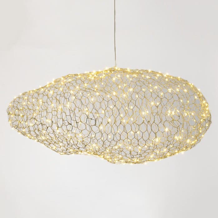 Lustre en forme de nuage, en maille métallique or ou argent - Image 9